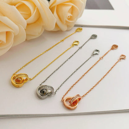 [Eterna Jewels]LOVE DOUBLE RING HALF DIAMOND BRACELET