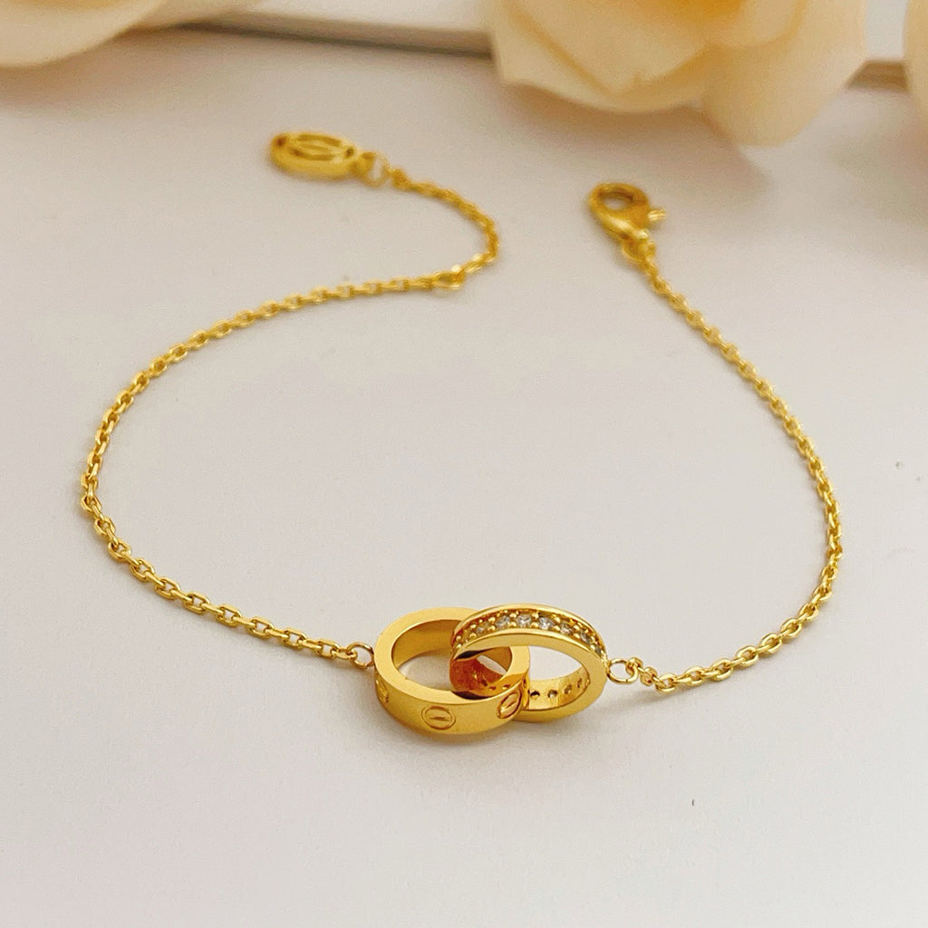 [Eterna Jewels]LOVE DOUBLE RING HALF DIAMOND BRACELET