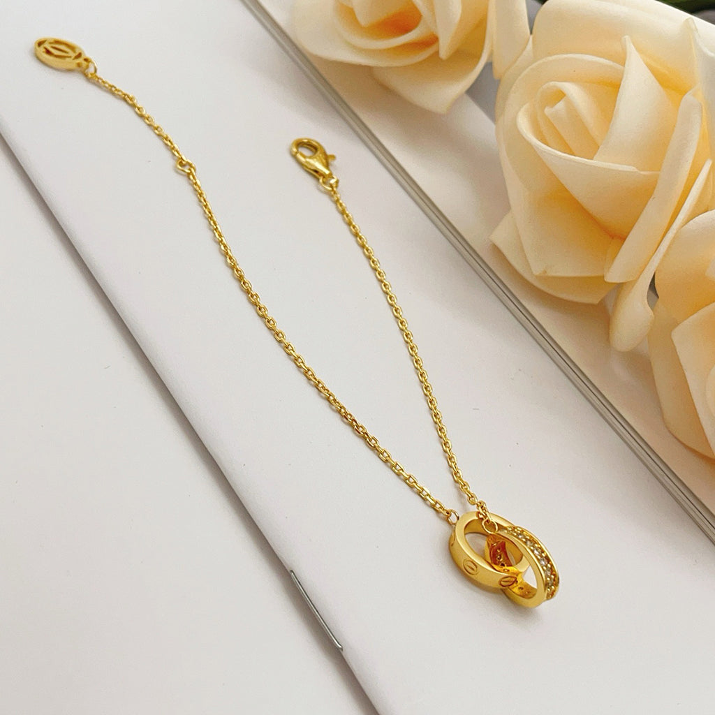[Eterna Jewels]LOVE DOUBLE RING HALF DIAMOND BRACELET