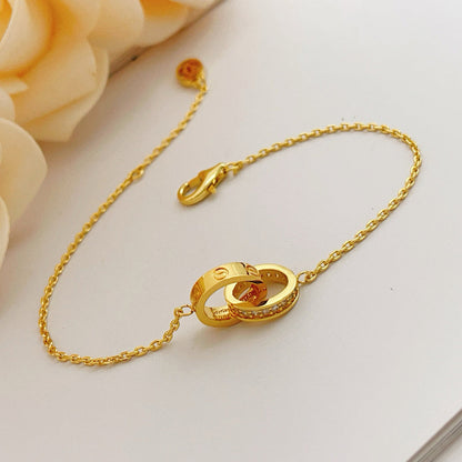 [Eterna Jewels]LOVE DOUBLE RING HALF DIAMOND BRACELET