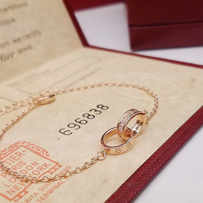 [Eterna Jewels]LOVE DOUBLE RING HALF DIAMOND BRACELET