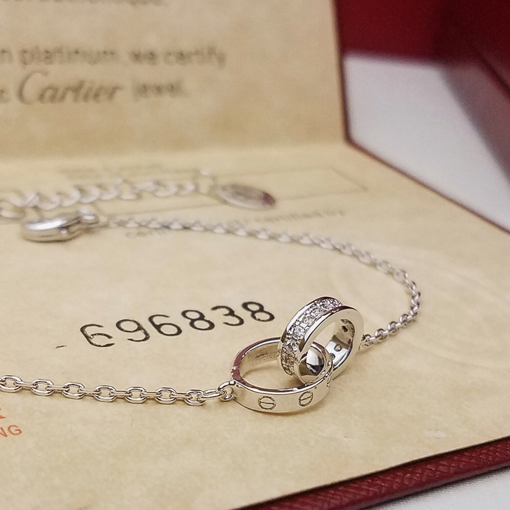 [Eterna Jewels]LOVE DOUBLE RING HALF DIAMOND BRACELET