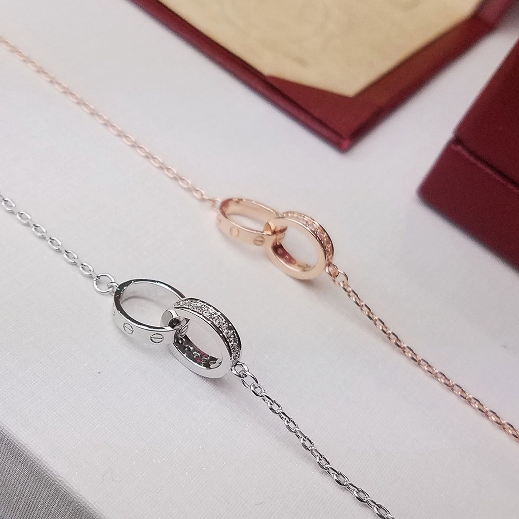 [Eterna Jewels]LOVE DOUBLE RING HALF DIAMOND BRACELET