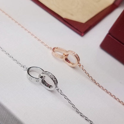 [Eterna Jewels]LOVE DOUBLE RING HALF DIAMOND BRACELET