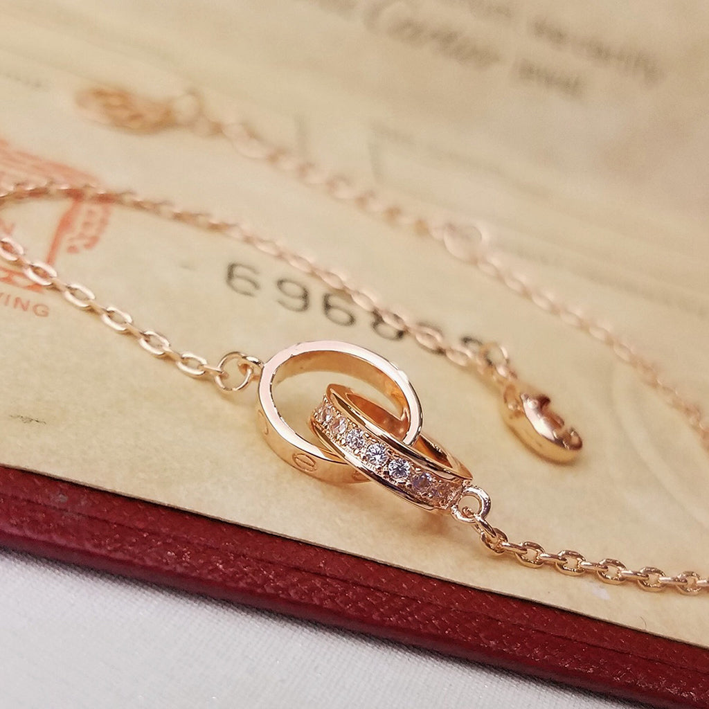 [Eterna Jewels]LOVE DOUBLE RING HALF DIAMOND BRACELET