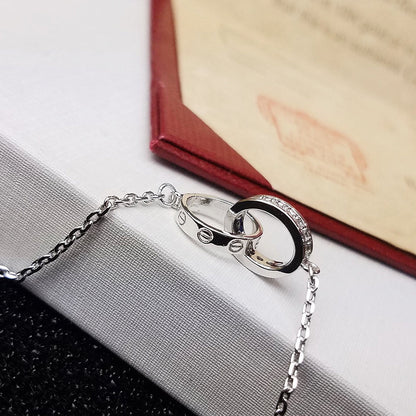 [Eterna Jewels]LOVE DOUBLE RING HALF DIAMOND BRACELET