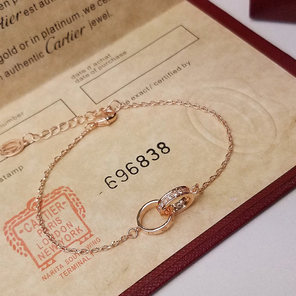 [Eterna Jewels]LOVE DOUBLE RING HALF DIAMOND BRACELET