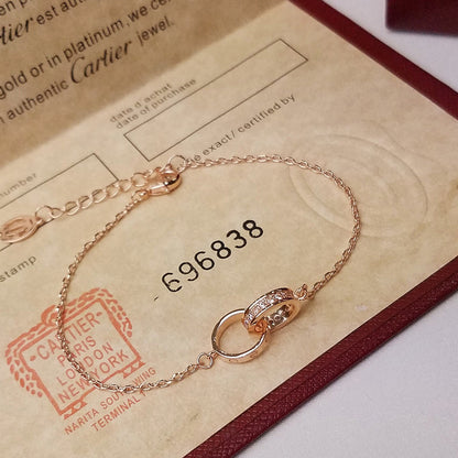 [Eterna Jewels]LOVE DOUBLE RING HALF DIAMOND BRACELET