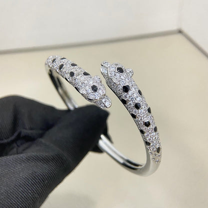 [Eterna Jewels]PANTHERE DOUBLE HEADED HALF DIAMOND OPEN BRACELET