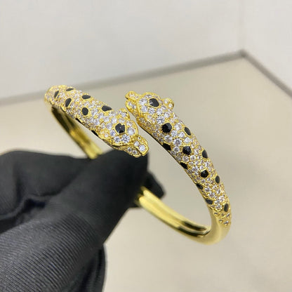 [Eterna Jewels]PANTHERE DOUBLE HEADED HALF DIAMOND OPEN BRACELET
