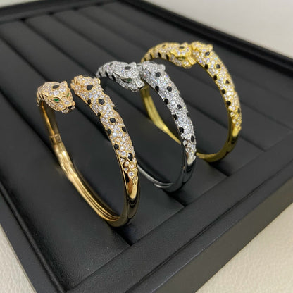 [Eterna Jewels]PANTHERE DOUBLE HEADED HALF DIAMOND OPEN BRACELET