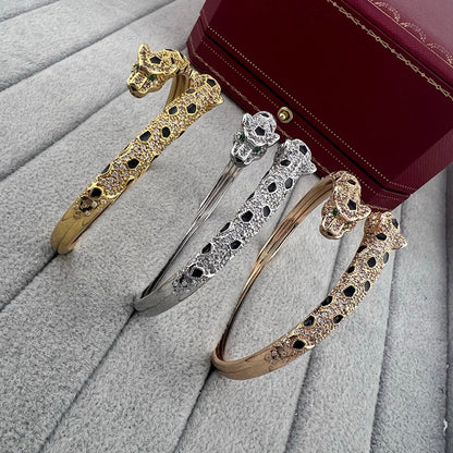 [Eterna Jewels]PANTHERE DOUBLE HEADED HALF DIAMOND OPEN BRACELET