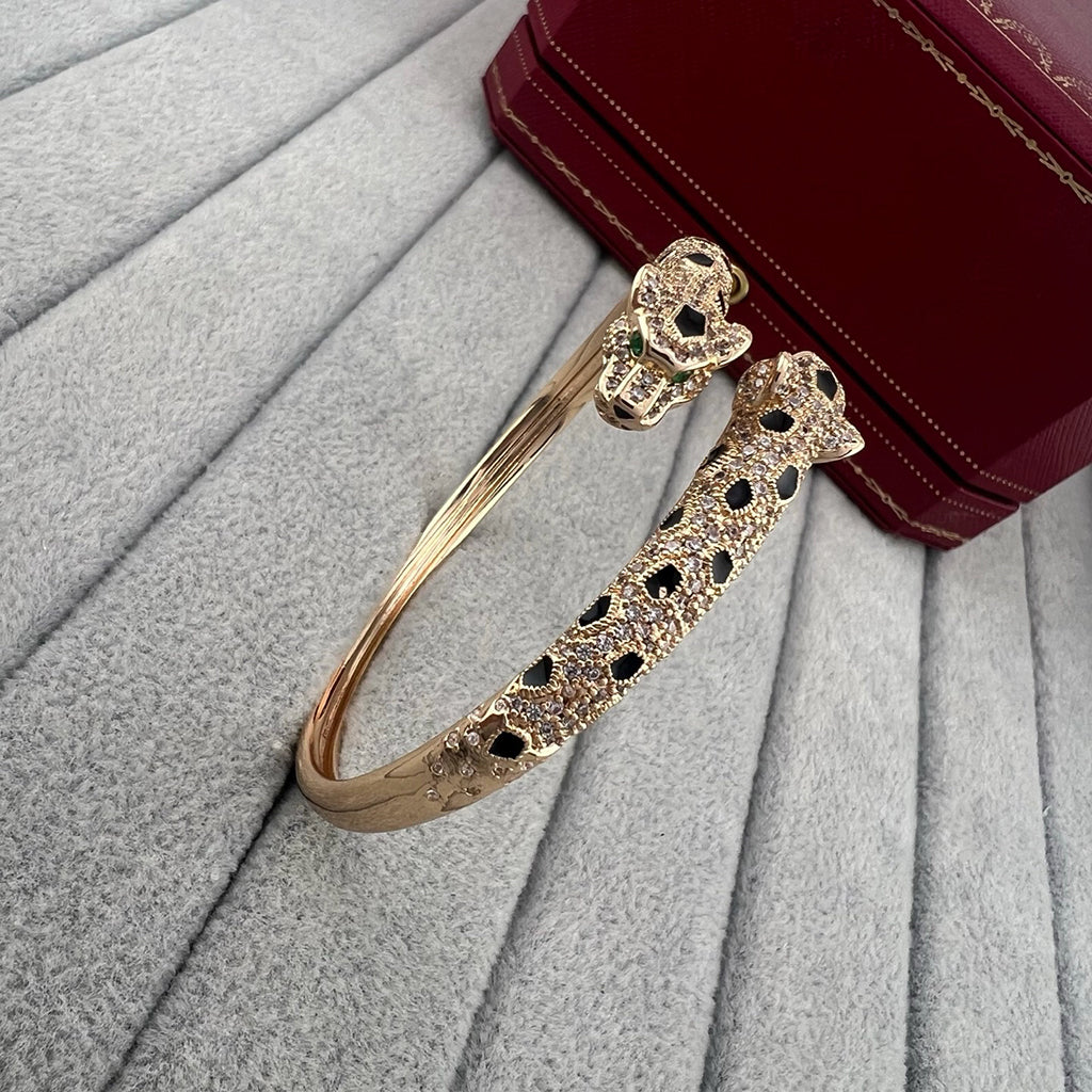 [Eterna Jewels]PANTHERE DOUBLE HEADED HALF DIAMOND OPEN BRACELET