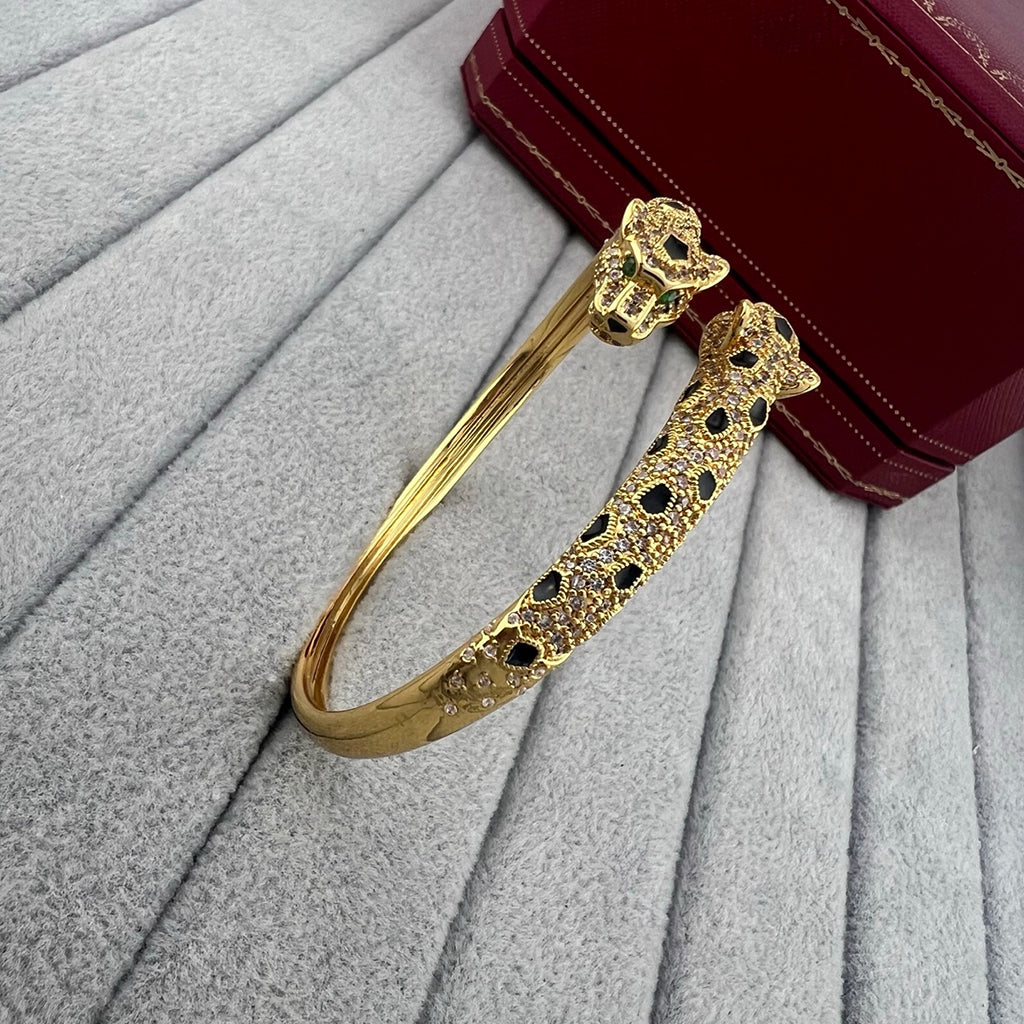 [Eterna Jewels]PANTHERE DOUBLE HEADED HALF DIAMOND OPEN BRACELET