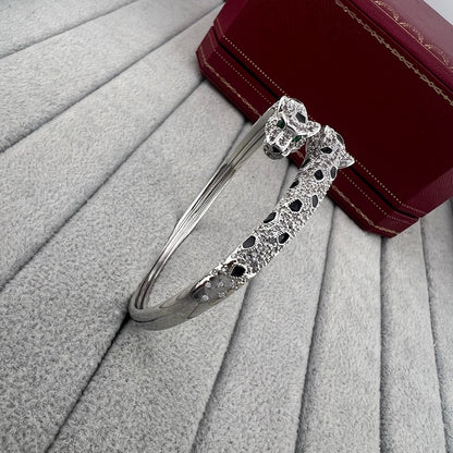 [Eterna Jewels]PANTHERE DOUBLE HEADED HALF DIAMOND OPEN BRACELET