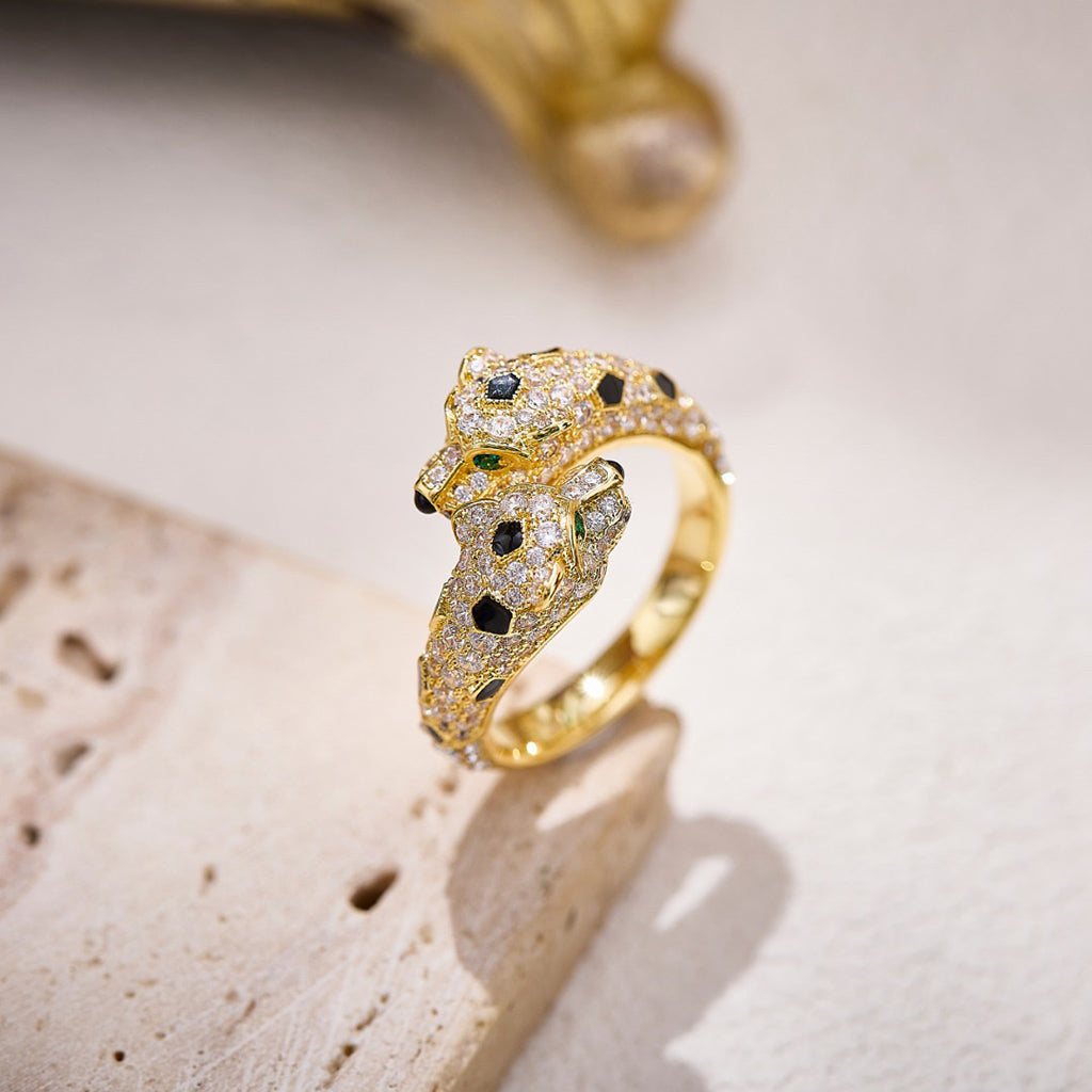 [Eterna Jewels]PANTHERE DOUBLE HEADED FULL DIAMOND  RING