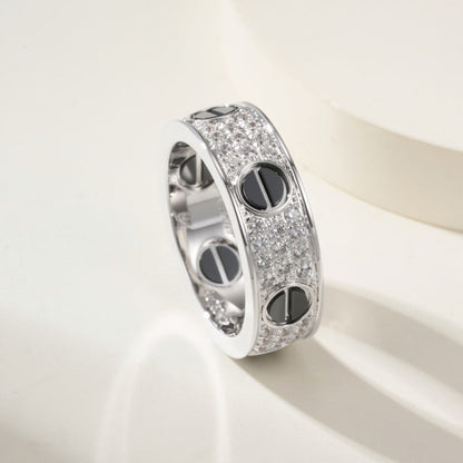 [Eterna Jewels]LOVE RING 5.5MM DIAMONDS PAVED CERAMIC