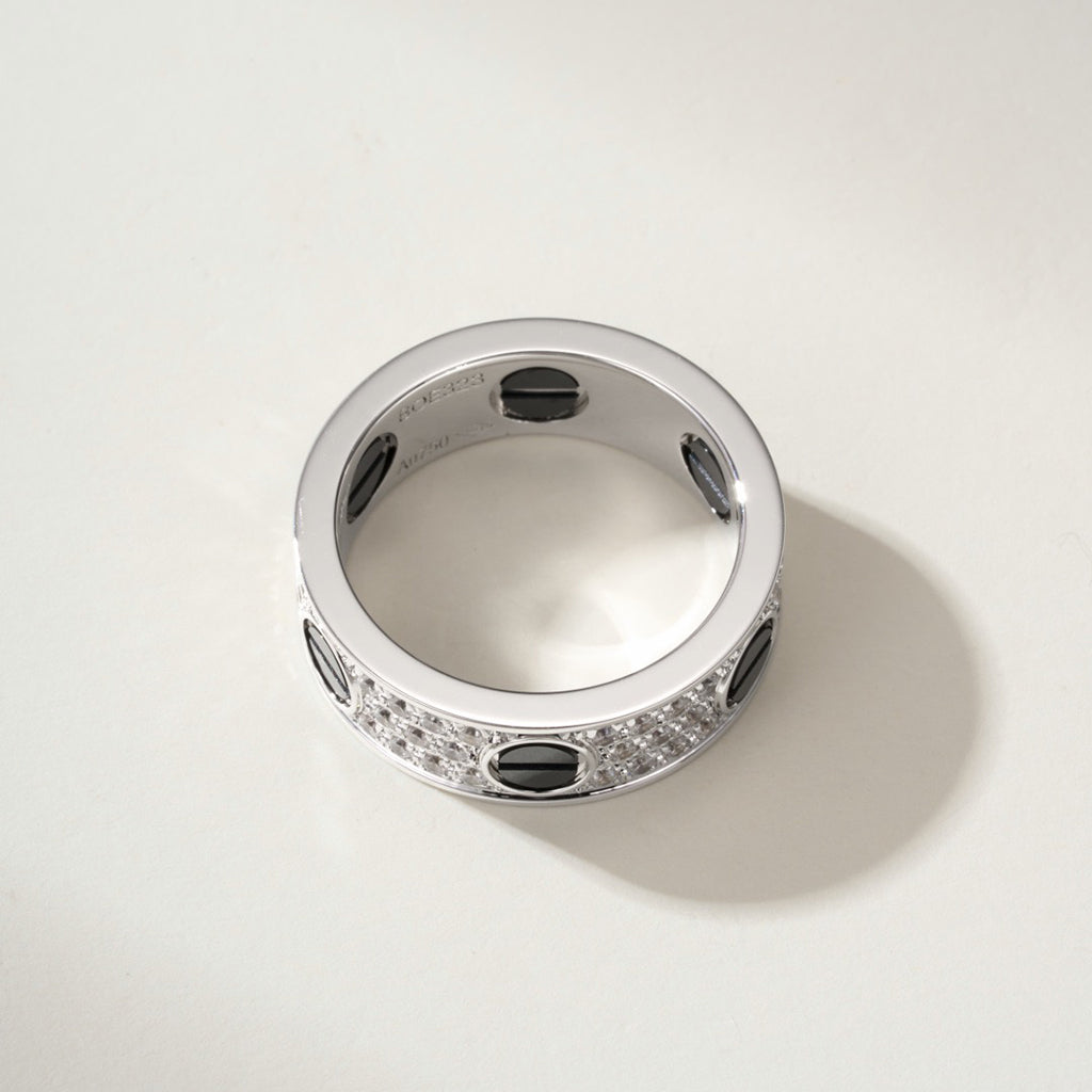 [Eterna Jewels]LOVE RING 5.5MM DIAMONDS PAVED CERAMIC