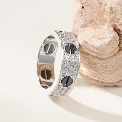[Eterna Jewels]LOVE RING 5.5MM DIAMONDS PAVED CERAMIC