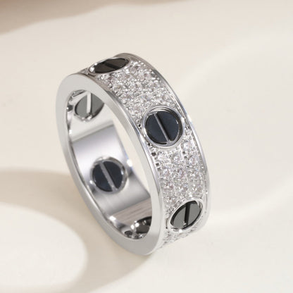 [Eterna Jewels]LOVE RING 5.5MM DIAMONDS PAVED CERAMIC