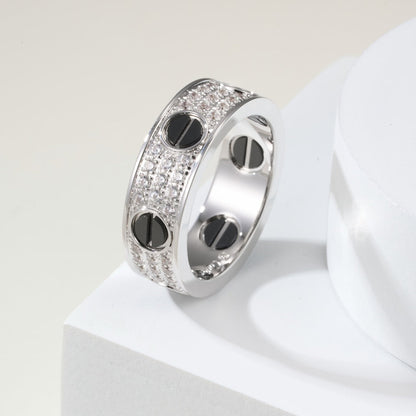 [Eterna Jewels]LOVE RING 5.5MM DIAMONDS PAVED CERAMIC