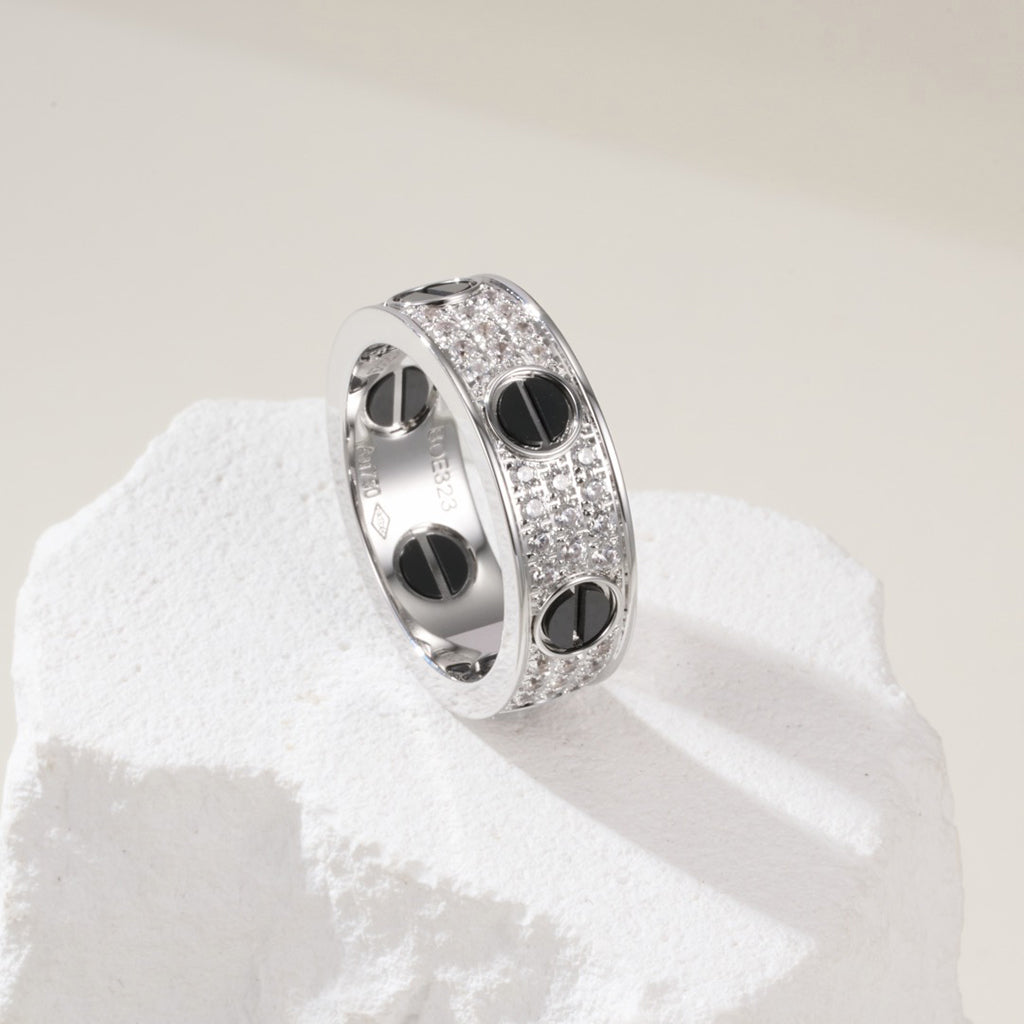 [Eterna Jewels]LOVE RING 5.5MM DIAMONDS PAVED CERAMIC