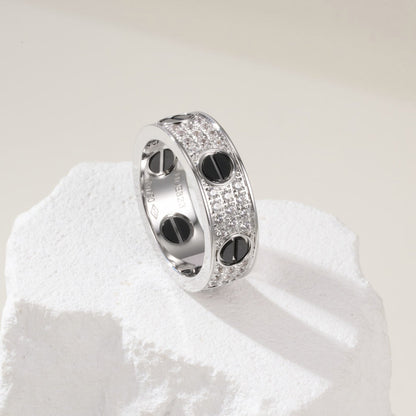 [Eterna Jewels]LOVE RING 5.5MM DIAMONDS PAVED CERAMIC
