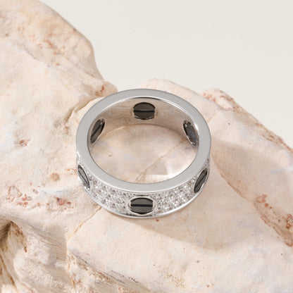 [Eterna Jewels]LOVE RING 5.5MM DIAMONDS PAVED CERAMIC