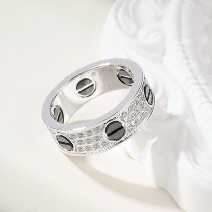 [Eterna Jewels]LOVE RING 5.5MM DIAMONDS PAVED CERAMIC