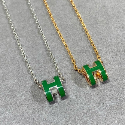 [エターナジュエルズ] POP H グリーンネックレス シルバーアンドゴールド