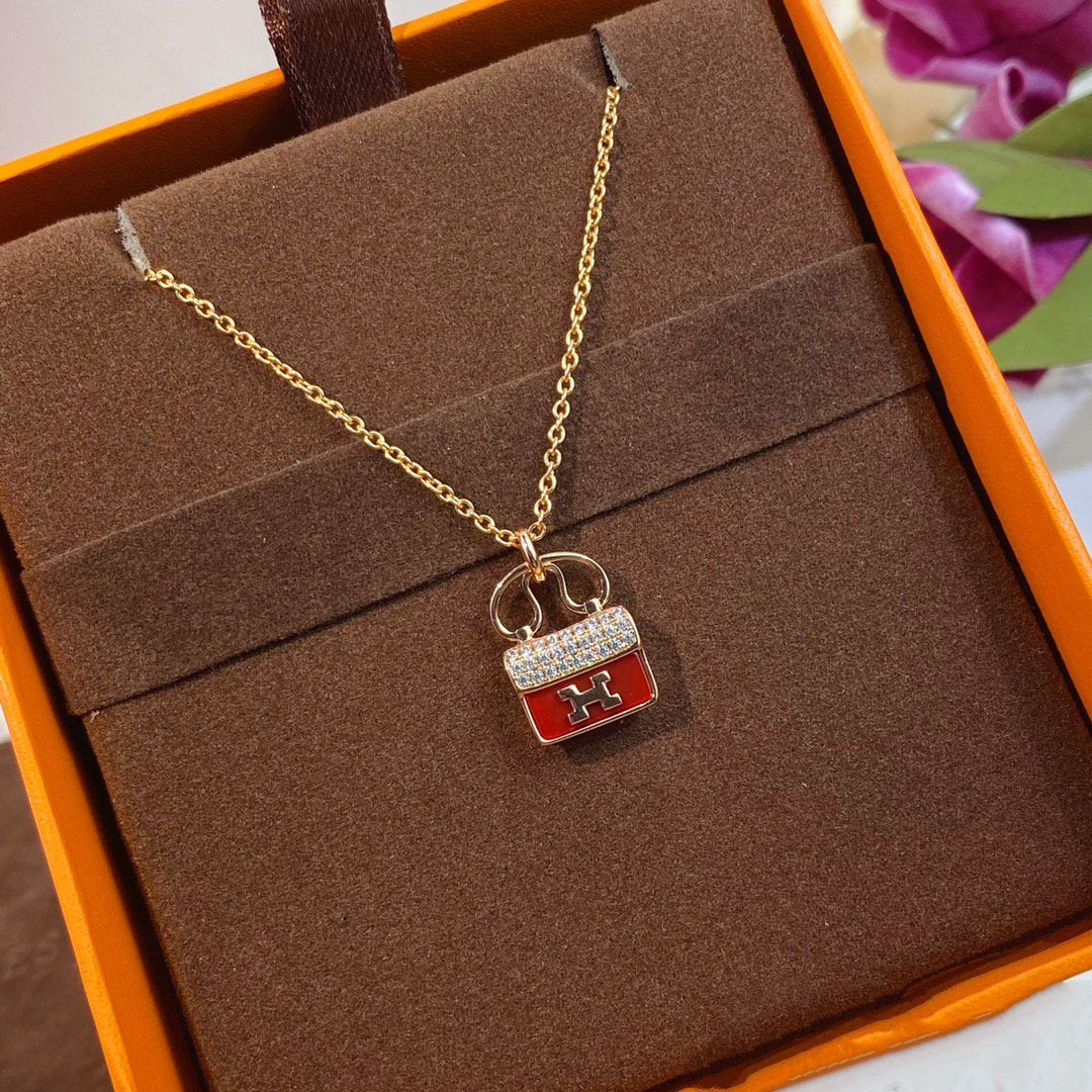 [Eterna Jewels]CONSTANCE RED PEDANT ROSÉGOLD HALSKEТTE