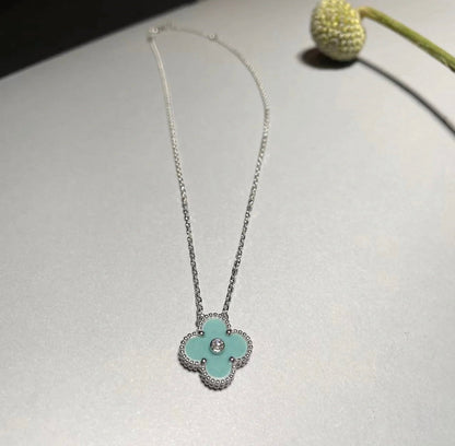 [Eterna Jewels]KLEEB LIME BLAUE SILBERNE HALSKETTE MIT 1 DIAMANT