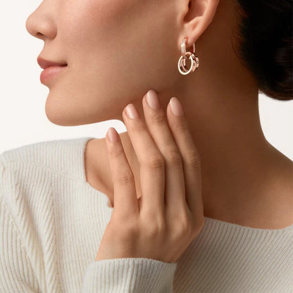 [Eterna Jewels]LOVE 3.3MM DANGLE HALF DIAMOND EARRINGS