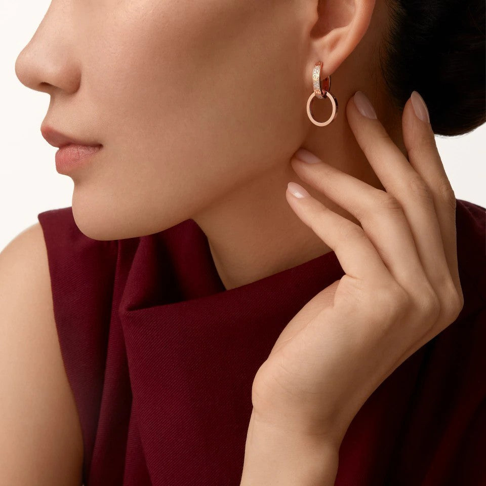 [Eterna Jewels]LOVE 3.3MM DANGLE HALF DIAMOND EARRINGS