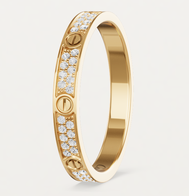 [Eterna Jewels]LOVE RING 2.6mm breiter durchgehender Diamantring Gold