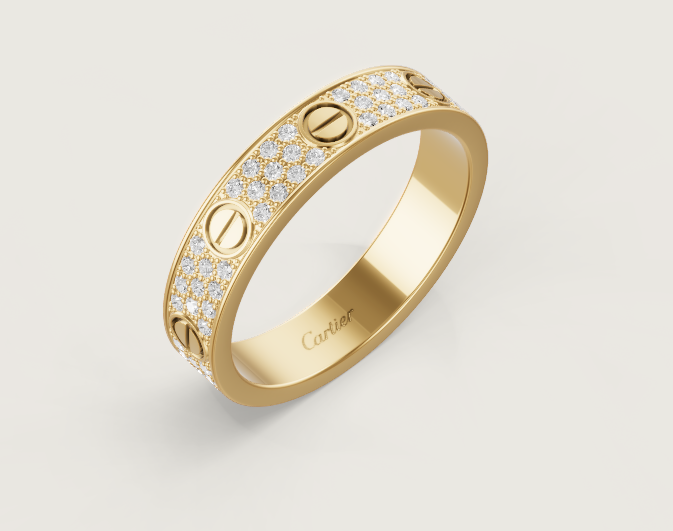 [Eterna Jewels]LOVE RING 4 mm breiter Vollbrillantring GOLD
