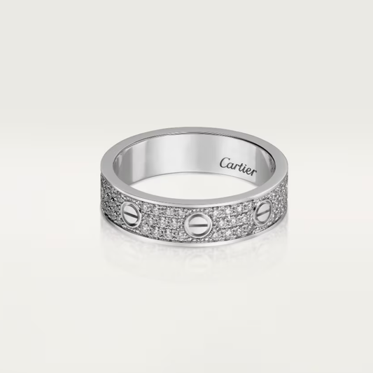 [Eterna Jewels]LOVE RING 4mm breiter vollbesetzter Diamantring Silber