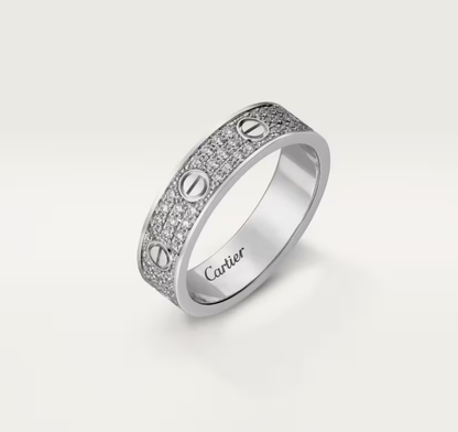 [Eterna Jewels]LOVE RING 4mm breiter vollbesetzter Diamantring Silber