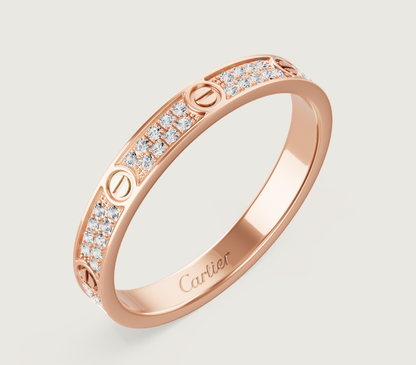 [Eterna Jewels]LOVE RING 2,6 mm breiter Vollbesetzter Ring Roségold