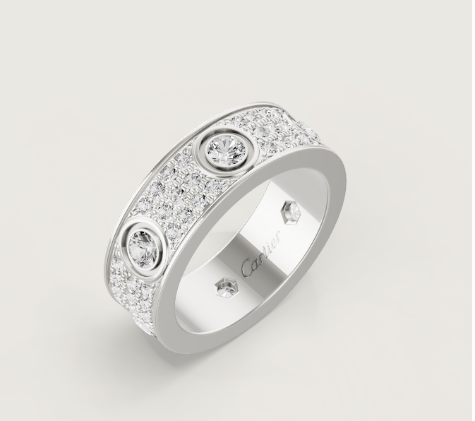 [Eterna Jewels]LOVE RING 6.5MM Voll Diamant, 6 große Diamanten Silber