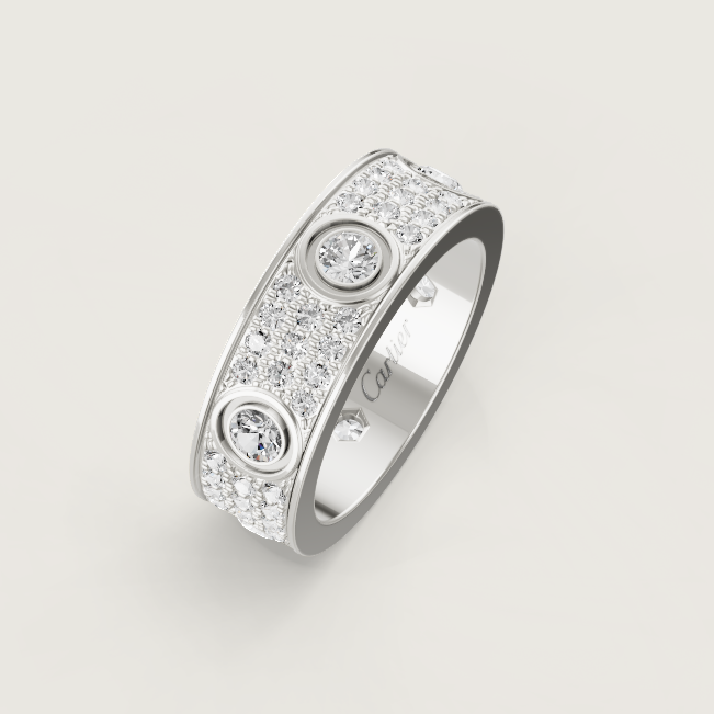 [Eterna Jewels]LOVE RING 6.5MM Voll Diamant, 6 große Diamanten Silber