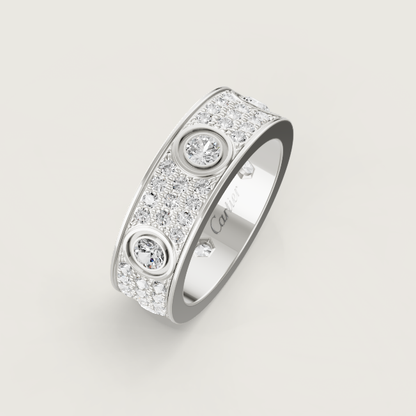[Eterna Jewels]LOVE RING 6.5MM Voll Diamant, 6 große Diamanten Silber