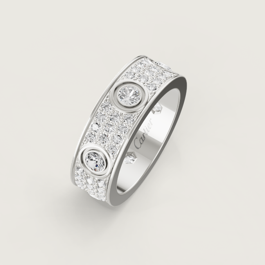 [Eterna Jewels]LOVE RING 6.5MM Voll Diamant, 6 große Diamanten Silber