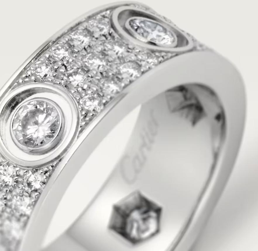 [Eterna Jewels]LOVE RING 6.5MM Voll Diamant, 6 große Diamanten Silber