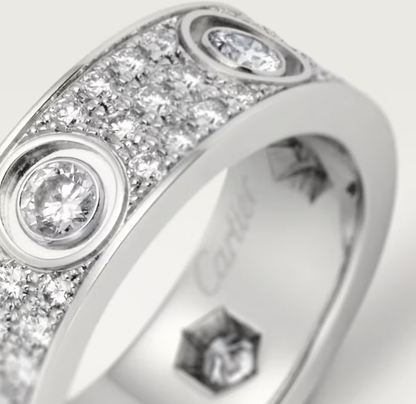 [Eterna Jewels]LOVE RING 6.5MM Voll Diamant, 6 große Diamanten Silber