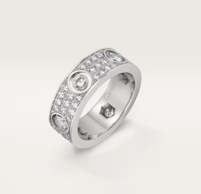 [Eterna Jewels]LOVE RING 6.5MM Voll Diamant, 6 große Diamanten Silber