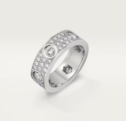 [Eterna Jewels]LOVE RING 6.5MM Voll Diamant, 6 große Diamanten Silber