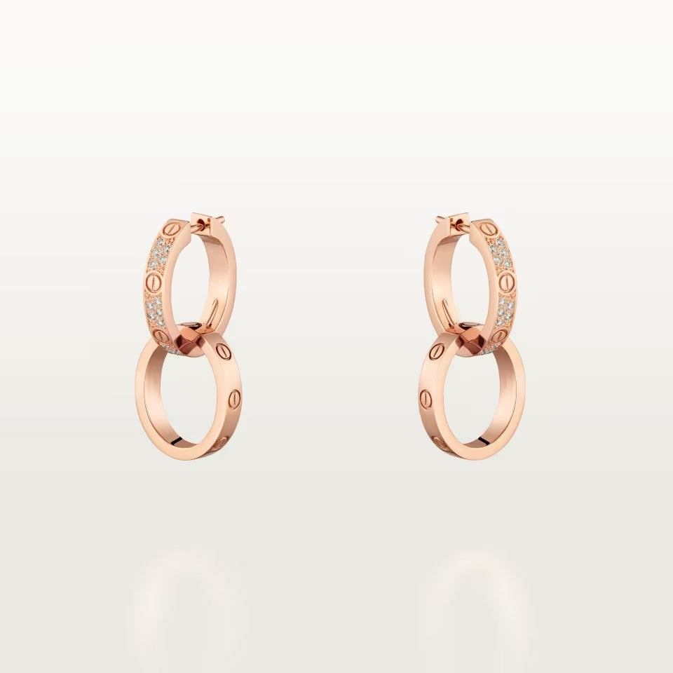 [Eterna Jewels]LOVE 3.3MM DANGLE HALF DIAMOND EARRINGS