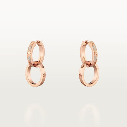 [Eterna Jewels]LOVE 3.3MM DANGLE HALF DIAMOND EARRINGS
