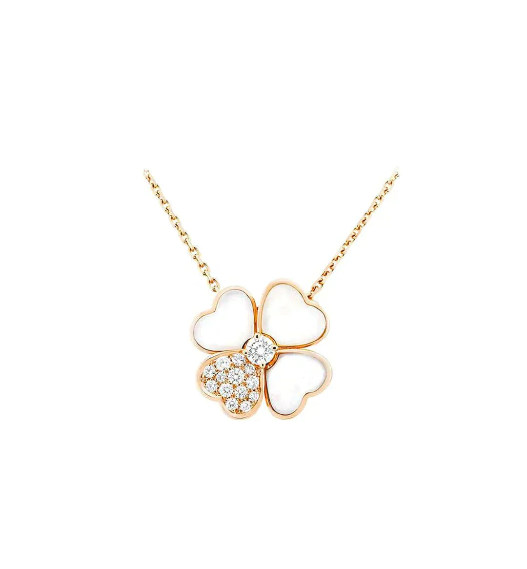 [Eterna Jewels]KLEEBBLATT MOP DIAMANT ROSÉGOLD HALSKEТTЕ